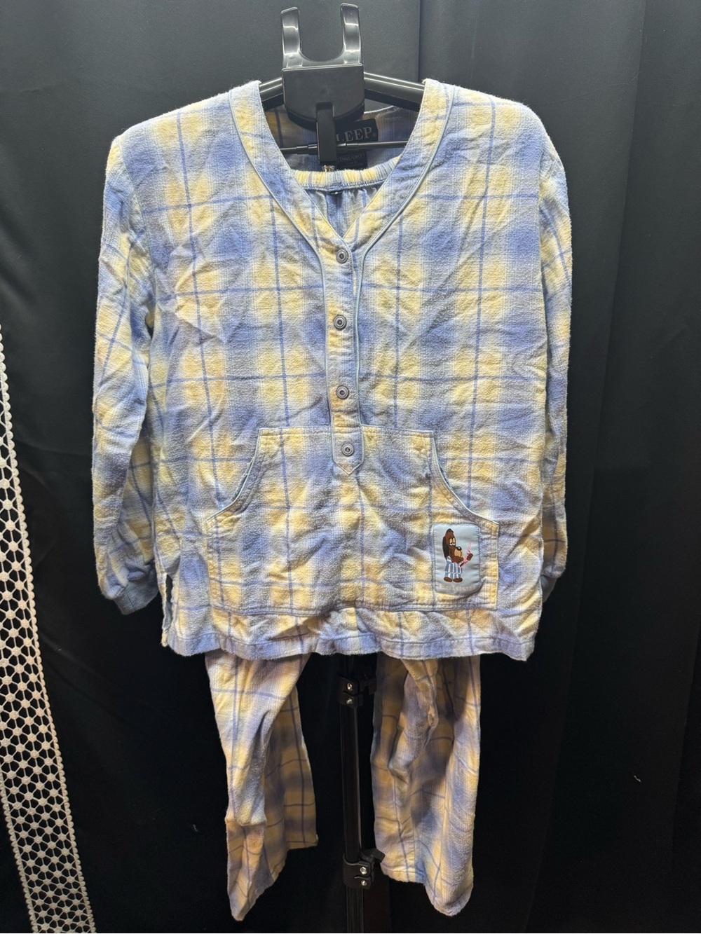 Soft Blue & Yellow Plaid Women's Pajama Set